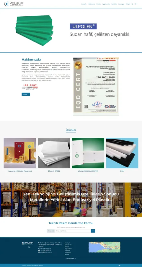 Üretim firması için kurumsal hazır web sitesi örneği